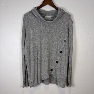 89th Madison Woman's Sweater Size‎ M Grey Cowl Neck Oversized Lagen Look Minimal